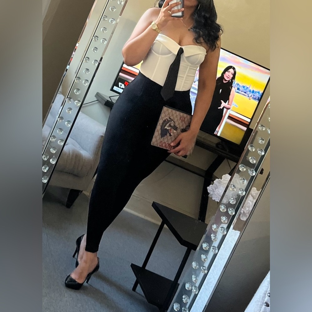 Chic White and Black Crop Top